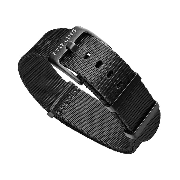Black Premium Military Strap With PVD Buckle & Keepers
