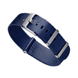 Blue Premium Military Strap With Brushed Buckle & Keepers
