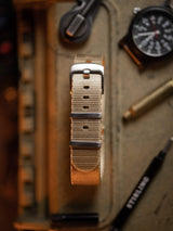 Khaki Premium Military Strap With Brushed Buckle & Keepers