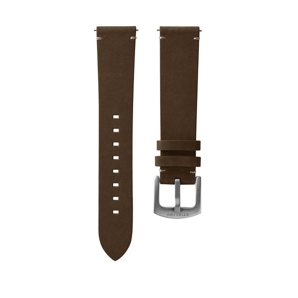 Brown Quick Release Leather Strap With Brushed Buckle