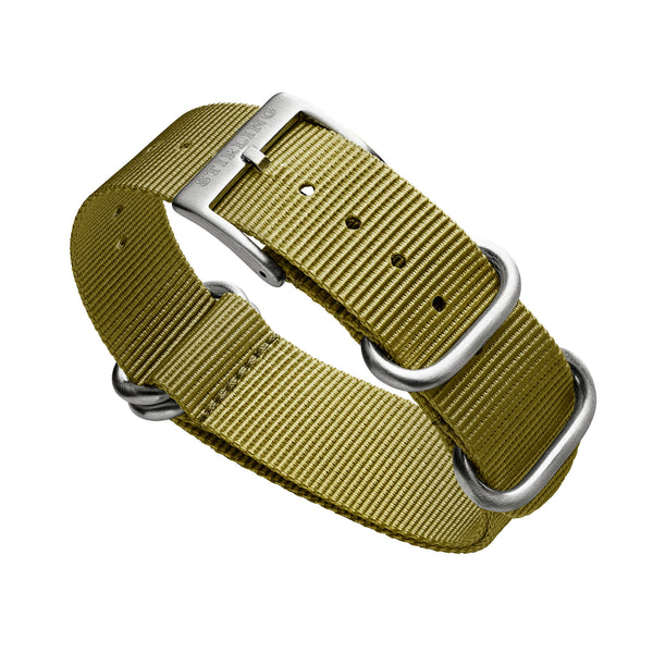 Olive Green Zulu Strap With Brushed Buckle & Keepers
