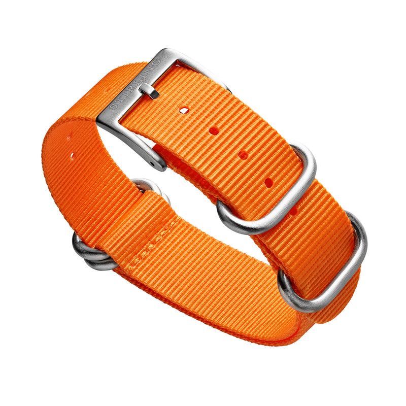 Orange Zulu Strap With Brushed Buckle & Keepers