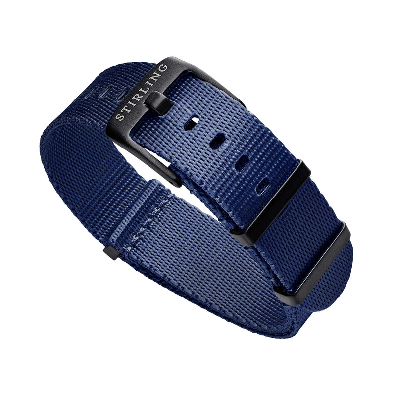 Blue Premium Military Strap With PVD Buckle & Keepers