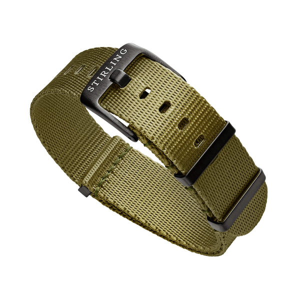 Olive Green Premium Military Strap With PVD Buckle & Keepers