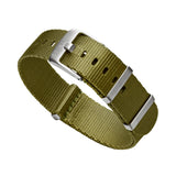 Olive Green Premium Military Strap With Brushed Buckle & Keepers
