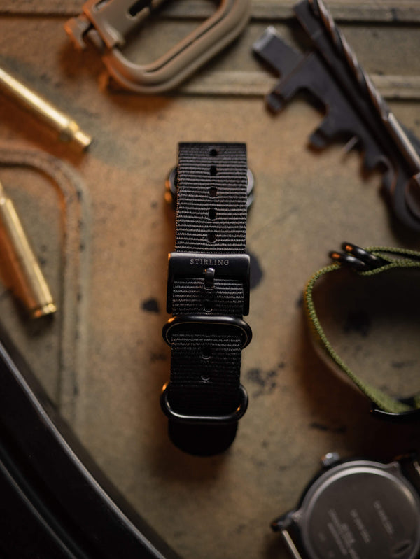 Black Zulu Strap With PVD Buckle & Keepers
